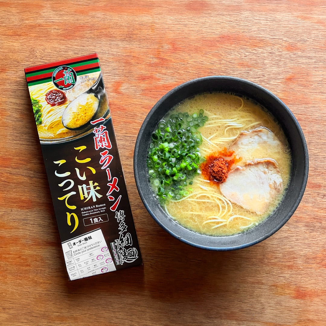 ICHIRAN Ramen Koi-Aji Kotteri box with cooked bowl