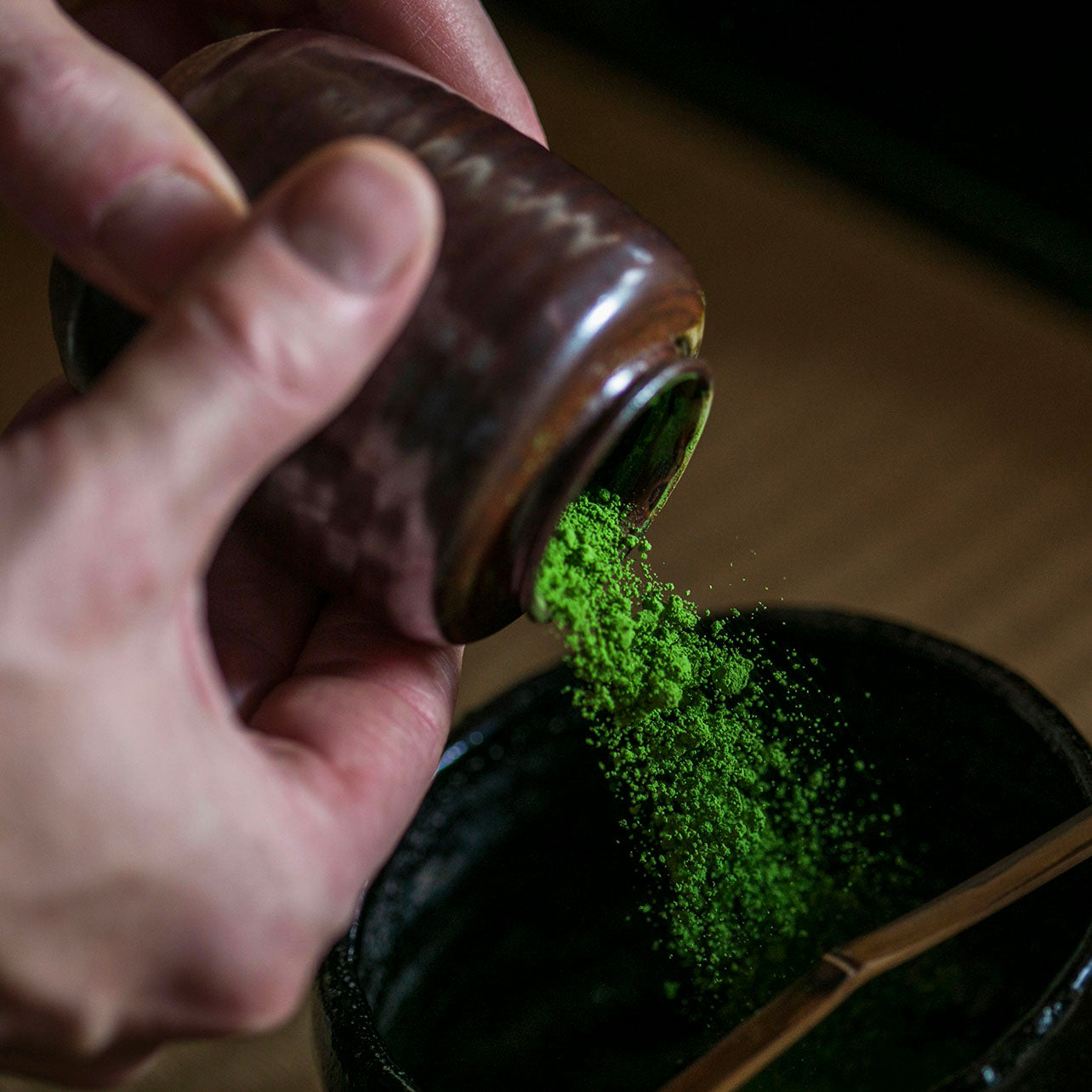 Asagiri no Mukashi Kyoto matcha prepared in a tea bowl